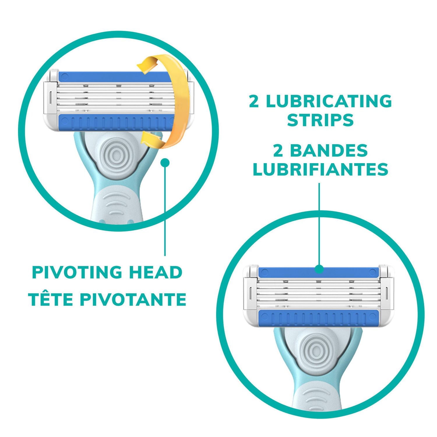 BIC EasyRinse Anti-Clogging, Refillable Women's Razors With 4 Blades, 1 Razor Handle and 3 Refill Razor Cartridges Razor Kit