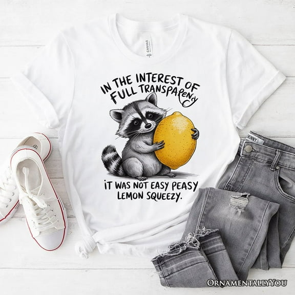 Lemon Squeezy Raccoon T-Shirt, Funny White Tee for Sarcastic People