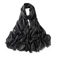 thumbnail image 2 of Eoperou Women Scarf Retro Shiny Tassel Solid Color Headscarf Wide Long Decorative Windproof Glossy Washable Lady Shawl Clothes Accessory, 2 of 8