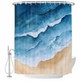 thumbnail image 2 of Blue Beach Coastal Waterproof Fabric Shower Curtain,Summer Nautical Seaside Ocean Waterproof Fabric Shower Curtain for Bathroom Curtains Bathtubs Hotel Shower Curtains with 12 Hooks Extra Long 72x84, 2 of 8