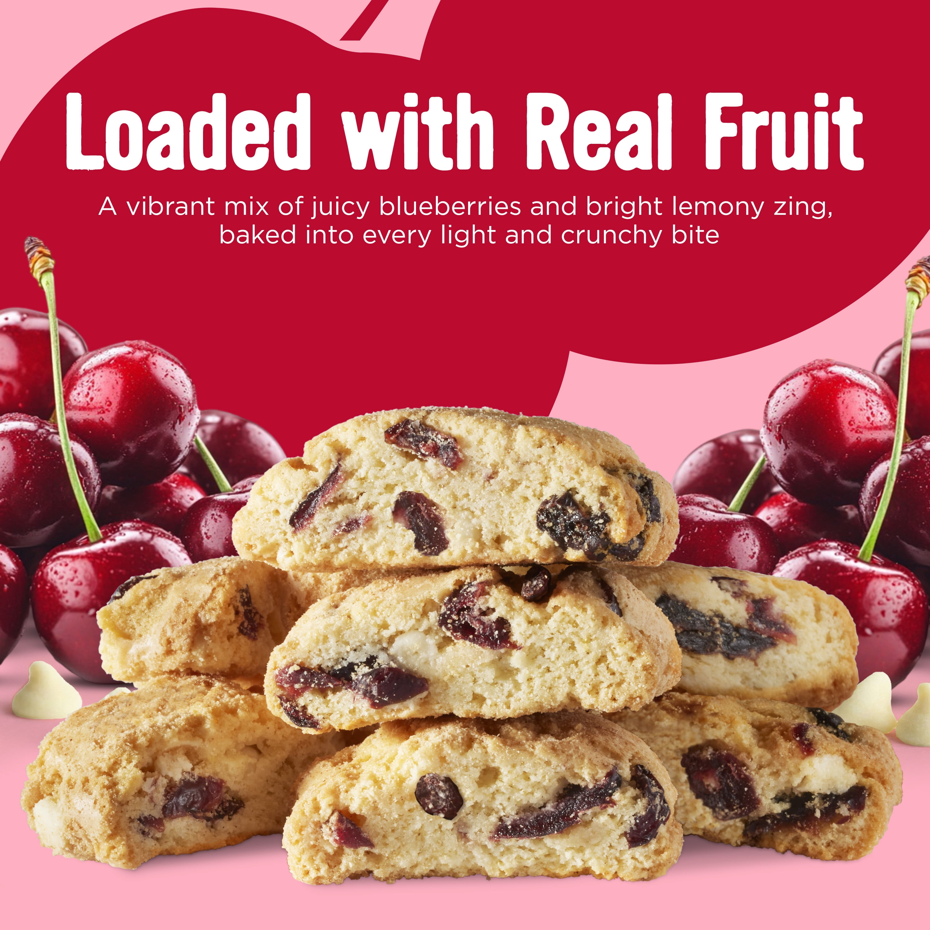Cooper Street Twice Baked Biscotti Cookies - Cherry White Chip Biscotti - Dairy & Peanut Free, Kosher Coffee Cookies - 1.25oz - 24 Pack