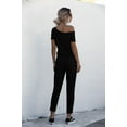 thumbnail image 2 of Women's Personality Off-Shoulder Short-Sleeve Pockets Lace-up Inclined Shoulder Romper, 2 of 2