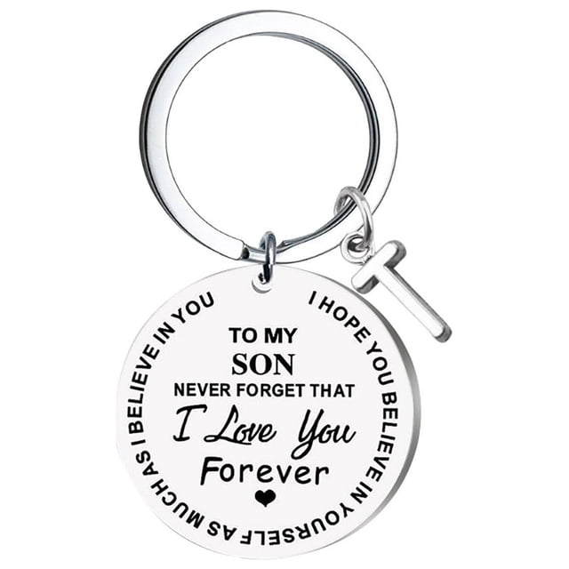 Llaveros para mujer, llavero de billetera, llavero de auto, llavero DIY para mi hijo, llavero de acero inoxidable con apellido de 26 letras, 2,5 cm, decoraciones de moda