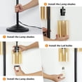 thumbnail image 5 of Depuley 3-Light Industrial Floor Lamp with Elegant Amber Glass Shade Black, E26 Base (LED Bulbs Included), 5 of 8