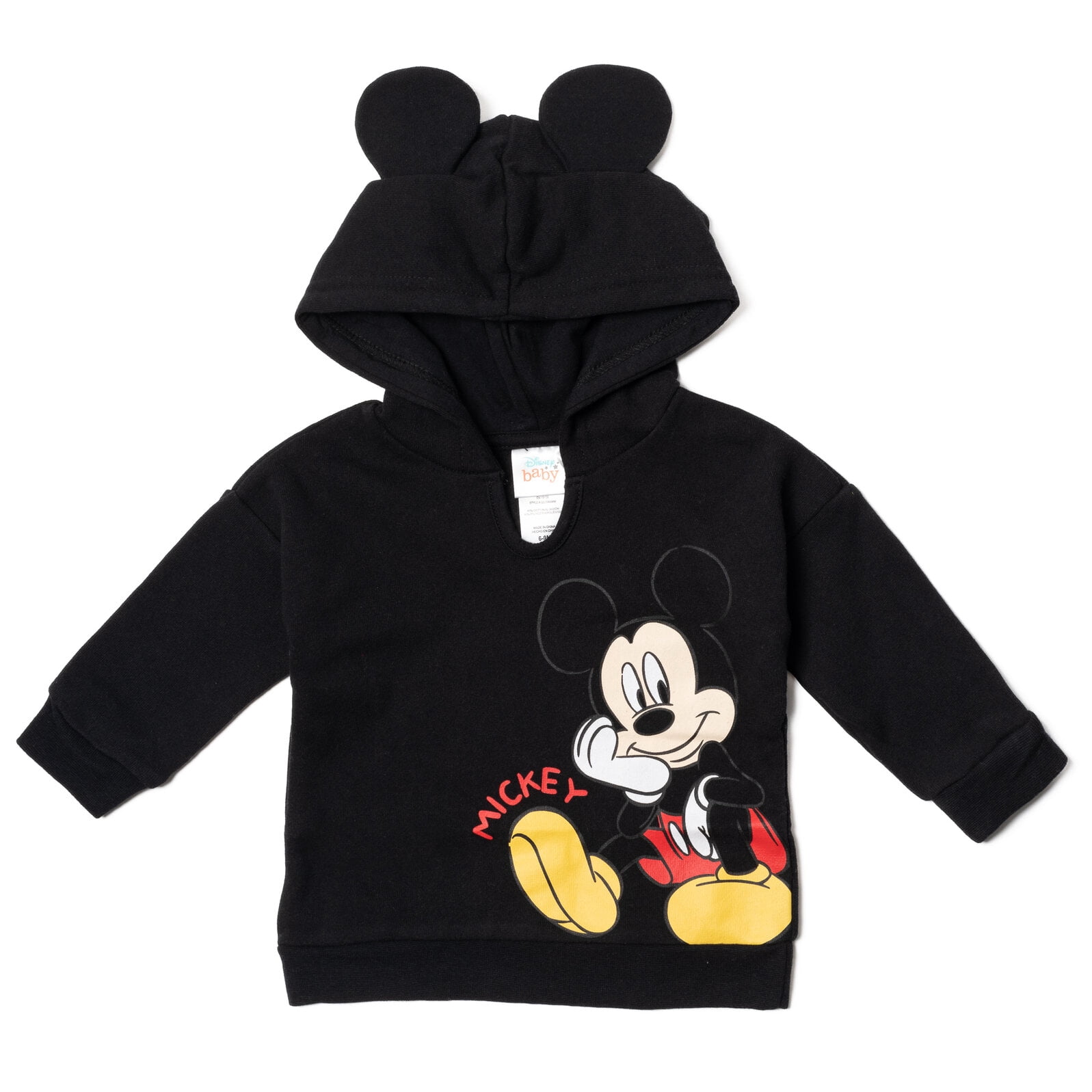 Disney Mickey Mouse Newborn Baby Boy or Girl Fleece Pullover Hoodie Bodysuit and Pants 3 Piece Outfit Set Newborn to Infant