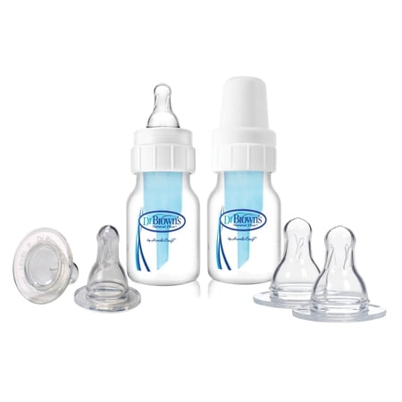 Dr. Brown's 2 Ounce Polypropylene Bottles with Replacement Preemie & Level 1 Nipples