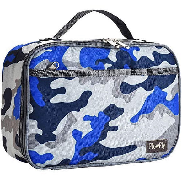 FlowFly Kids Lunch box Insulated Soft Bag Mini Cooler Back to School Thermal Meal Tote Kit for Girls, Boys, Black