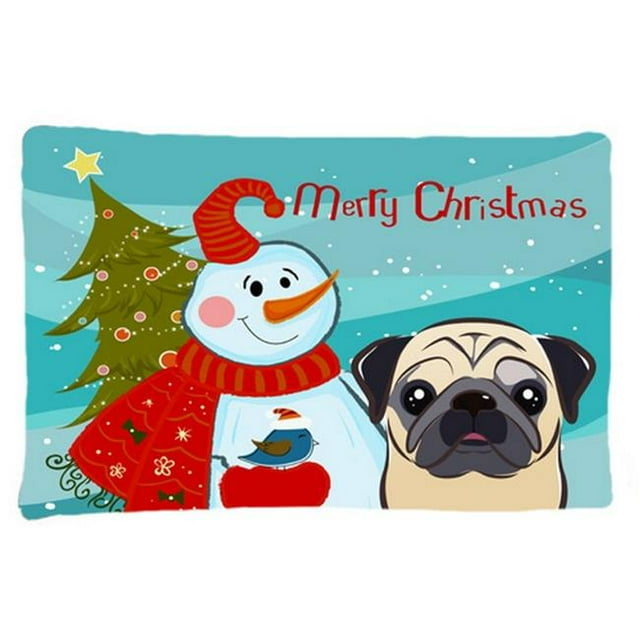 Carolines Treasures BB1882PILLOWCASE Snowman With Fawn Pug Fabric Standard Pillowcase