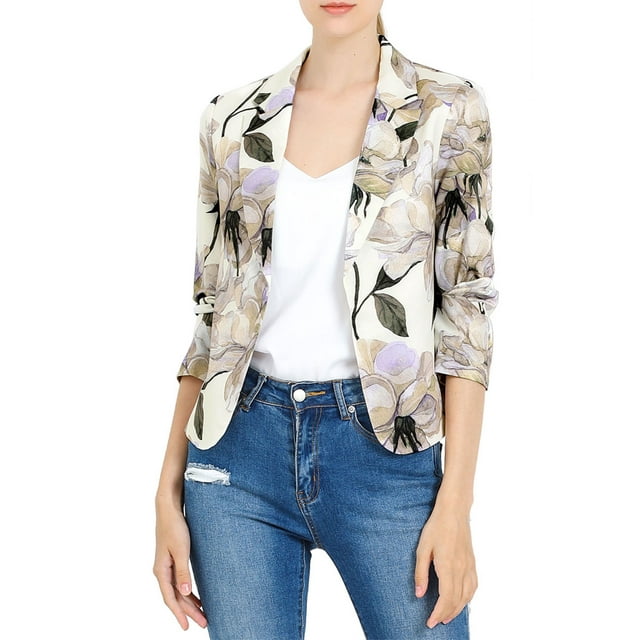 INSPIRE CHIC Women's Open Front Floral Print Blazer