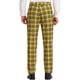 thumbnail image 3 of Pantalones de hombre Inspire Chic, de cuadros, con frente plano, cintura elástica y botón, 34 Amarillo, 3 of 7