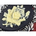 thumbnail image 4 of Vintage Inspired Antique Reproduct Rose Pink Crystal Flower Cameo Pin Brooch, Black, 4 of 7