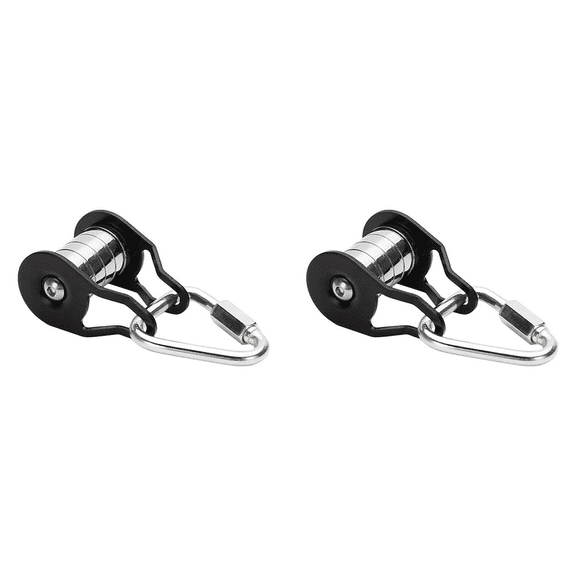 2X Slackline Pulley with Carabiner for Kids Backyard Zipline Sliding Slackline Training Supplies for Fitness, Park, Lawn,2 x Slackline Pulley with Carabiner,Silver&Black