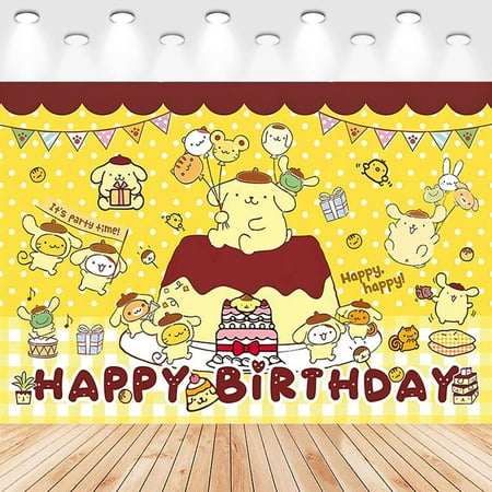 5 X3ft Pompompurin Cartoon Birthday Party Decorations Supplies Masks Party Photography Backdrop Photo Decor Banner Kids Boys Baby Shower Photography Backdrop