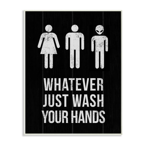 Stupell Industries Just Wash Your Hands Outer Space Bathroom Sign Designed by Daphne Polselli