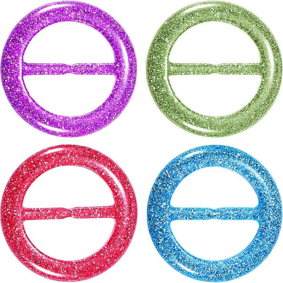 4 Pieces 80s Party Plastic Tee Shirt Clips Fashion Round Circle Scarf Tie Ring Clip for Women Girls Fashion Accessories with Assorted Colors
