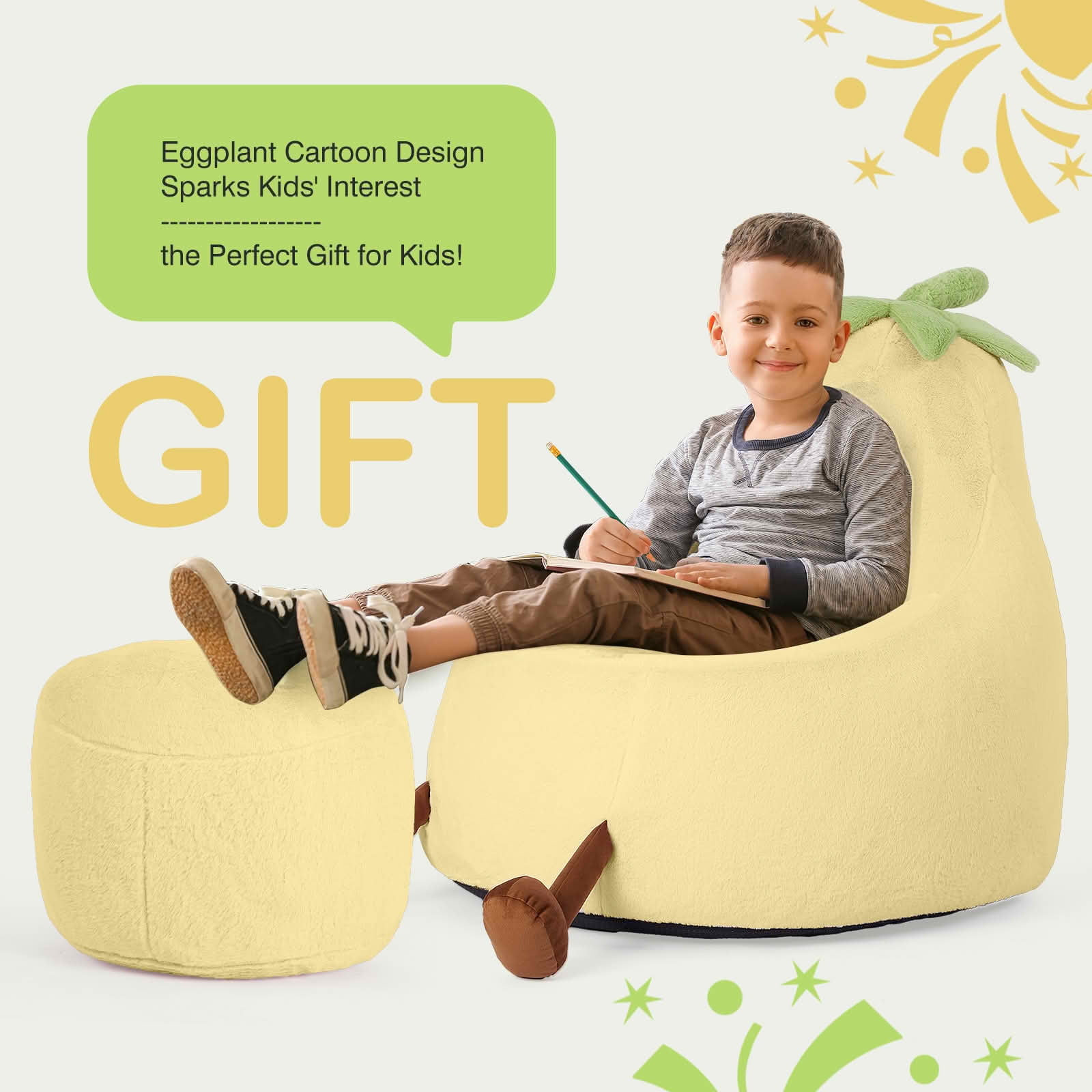 MAYEERTY Toddler Children's Bean Bag Chair Artificial Rabbit Fur Cover Teenager Filled Sofa