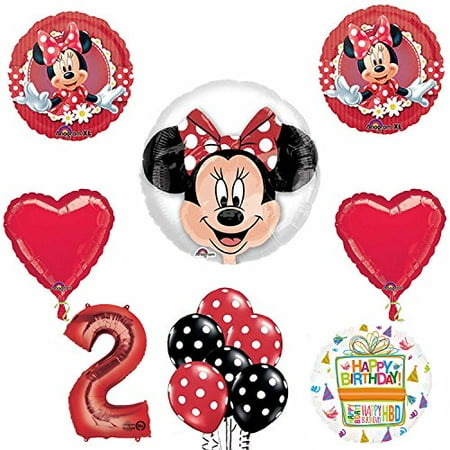  Minnie  Mouse  2nd Birthday  Party  Supplies  and Red Bow 13 pc 