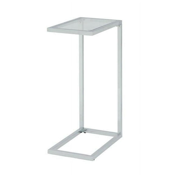 Aggie Glass Top Accent Table - Chrome - 25.3 x 16 x 10 in.