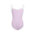 thumbnail image 4 of LLYwey Girls Dance Leotards - Toddler Girls' Sleeveless Bodysuit Tops - Ruched Front V-Neck Backlesss Spaghetti Strap Camisole Undergarment Gymnastics Leotard, T-29, Purples, 9T, 4 of 6