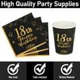 thumbnail image 4 of 96 Pcs Party Paper Plates and Cups and Napkins Sets, 18th Happy Birthday Plates and Napkins Set, Disposable Tableware Sest for 18th Birthday, Black Gold, 4 of 6