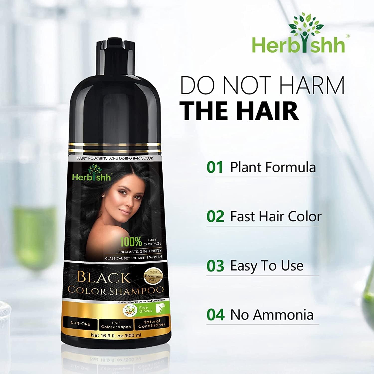 (3 pack) Herbishh After Color Combo- Hair Color Shampoo, Hair Mask & Argan Oil - Hair Straightening, Shine, and Protection for Men and Women (Black)