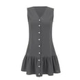 thumbnail image 2 of snilers Summer Dresses for Women V Neck Sleeveless Button Down T Shirt Dress Loose Fitted Swing Midi Dresses Beach Vacation Sundress, 2 of 6