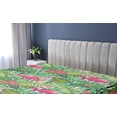 thumbnail image 5 of Ambesonne Tropical Fitted Sheet, Dreamy Flamingo Hibiscus, King Size, Hot Pink Jade Green, 5 of 5