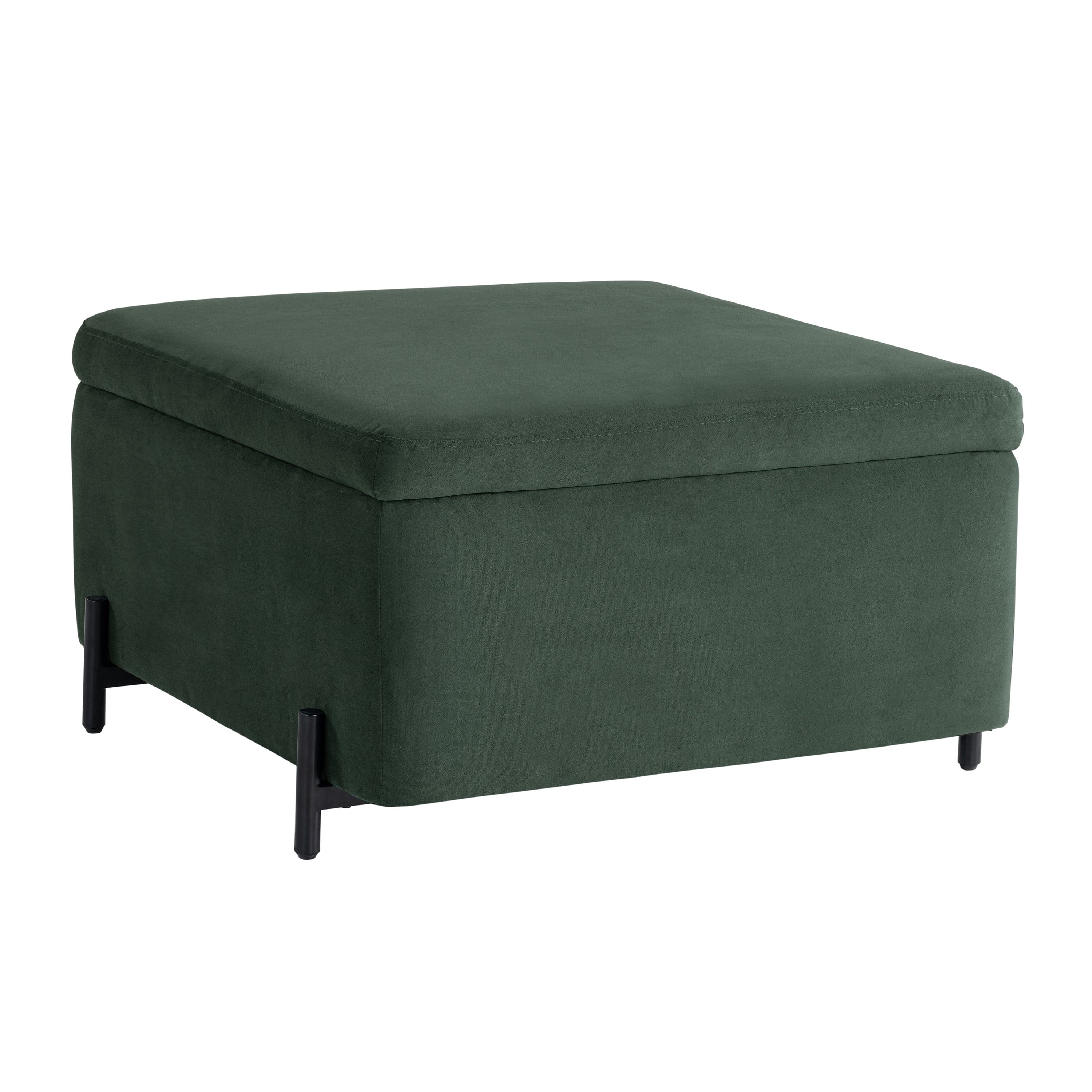 Studio Living Kingston Modern Large Storage Ottoman, Green Velvet Fabric