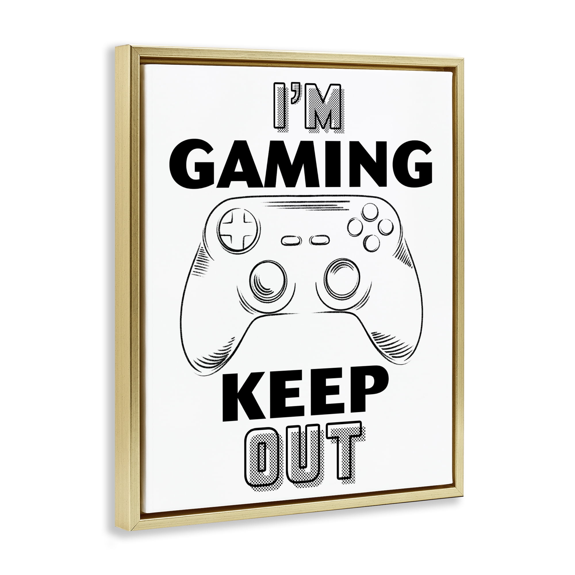 Stupell Industries Gaming Keep Out Gold Framed Floater Canvas Wall Art, design by Marcus Prime