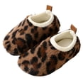 thumbnail image 3 of GobdXE Leopard Print Kids Fuzzy Closed Back Slippers Warm Indoor House Slippers for Home Wear Size:3-4 Years, 3 of 4