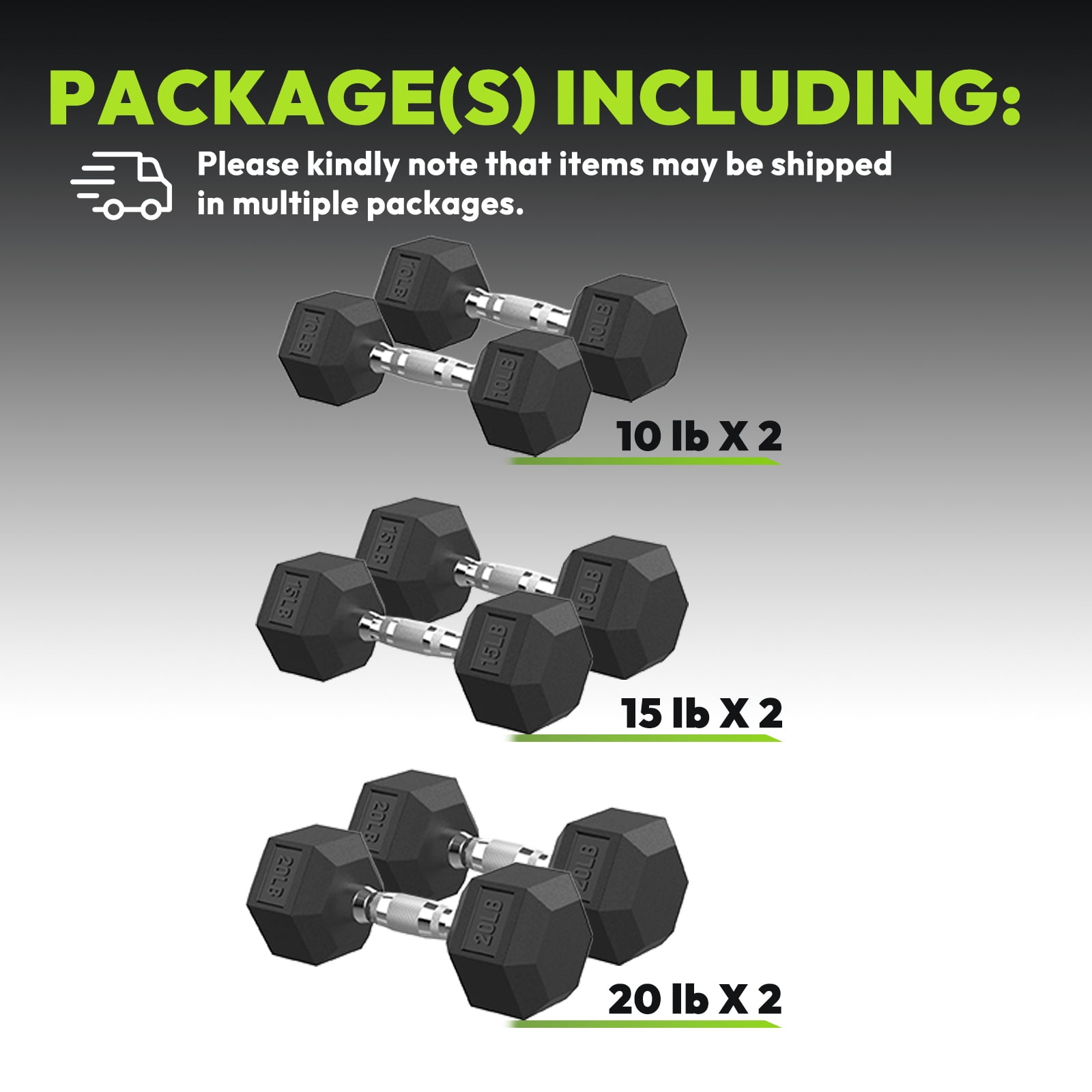HANDBODE Hex Dumbbell 90 lb Set, 10 / 15 / 20 lb Weights Dumbbells Set of 2, Rubber Encased Exercise & Fitness Dumbbells for Home Gym, Hand Weight for Strength Training