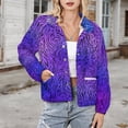 thumbnail image 3 of Jackets for Women Winter Coat Jackets Flannel Stand Collar Jacket(Animal Print Zebra Pink Purple,Size:S-4XL), 3 of 7