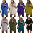 thumbnail image 2 of Genuiskids Women Swimsuit Cover ups Crochet Swimwear Hollow Out Cover Up Tassel Drawstring Loose Fit Swim Suit Beach Bat, 2 of 2