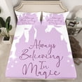 thumbnail image 2 of Manfei Princess Castle Slihouette Bed Sheets,Fairy Tale Theme King Sheets,Purple White Sheet Set For Girl,Breathable Home Decor,4 Pieces, 2 of 7