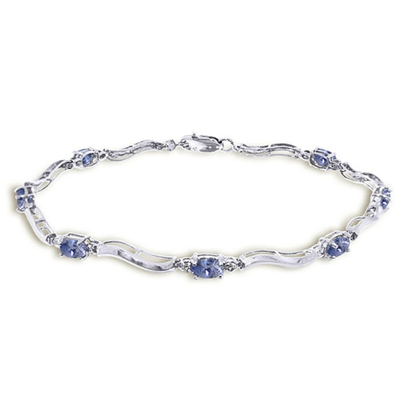 Galaxy Gold 2.01 CTW 14k Solid White Gold Tennis Bracelet Diamond Tanzanite