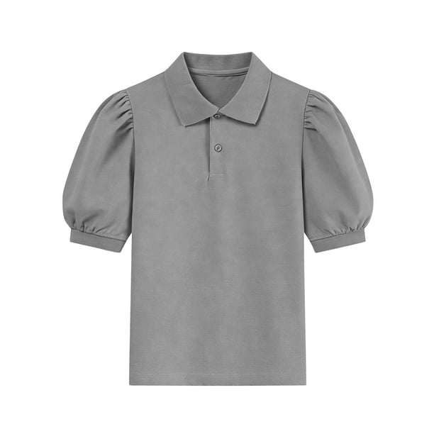 Odeerbi Camisas de Golf Para Niñas Peter Pan Collar Puff Camisas de Tenis de Manga Corta Uniforme Escolar