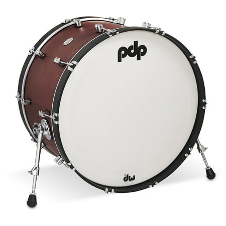 PDP Concept Classic 14x24 Ox Blood Stain Kick Drum with Ebony Stain Hoops