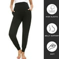 thumbnail image 3 of Women's Maternity Pants Stretchy Lounge Workout Pants Casual Loose Comfy Pregnancy Joggers with Pockets-black, 3 of 5