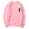 thumbnail image 4 of XIAOCHA Women's Cross Psalm Text Graphic Sweatshirt Long Sleeve Crewneck Pullover Faith Casual Sweatshirt, Pink, Sizes M, 4 of 4