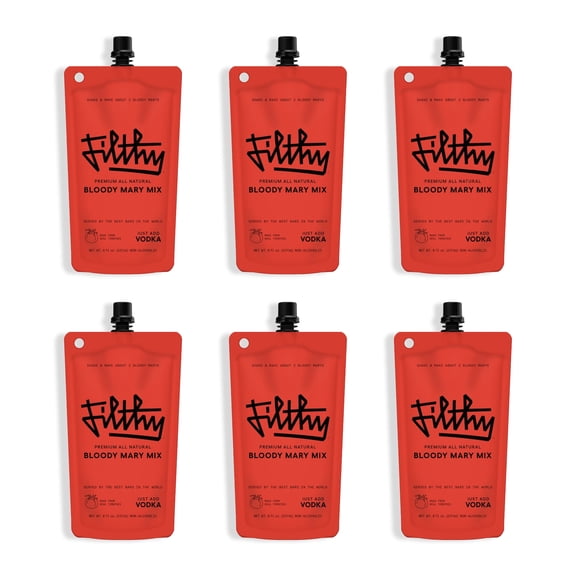 Filthy Bloody Mary Mix Premium Cocktail Mixer, 8oz Pouch (6-Pack)
