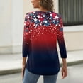 thumbnail image 2 of Women's Independence Day 3/4 Sleeve Sweaters, Flag Printed Button Neck Blouses for Women, Spring Oversized Light Fit Tops, 2 of 5