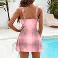thumbnail image 6 of ClodeEU Women's Plaid One Piece Adjustable Straps Swimsuit with Built in Pads,Backless Modest Skirt Shorts Slim Fit Swimwear Red,Womens Plus XXL, 6 of 7