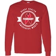 thumbnail image 3 of Inktastic Heart Health Awareness Month February with Red Ribbon Badge Long Sleeve T-Shirt, 3 of 5