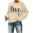 thumbnail image 5 of Women's Casual Long Sleeve Tops Cute Printed Round Neck Cozy Loose Pullover Sweatshirts for Spring Valentine's Gift(Beige,L), 5 of 5