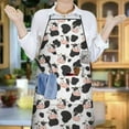 thumbnail image 6 of White Cow Black Shape Pattern Apron-Garden Aprons for Women with Pockets-Cotton Linen Waterproof Kitchen Cooking Gardening Aprons Adjustable for Kitchen,Cooking,BBQ and Salon 33x27 Inch, 6 of 7