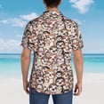 thumbnail image 4 of Vsdgher Brown Sloth Print Men's Hawaiian Shirts Button Down Tropical Holiday Beach Shirts Vacation Clothes,, 4 of 7