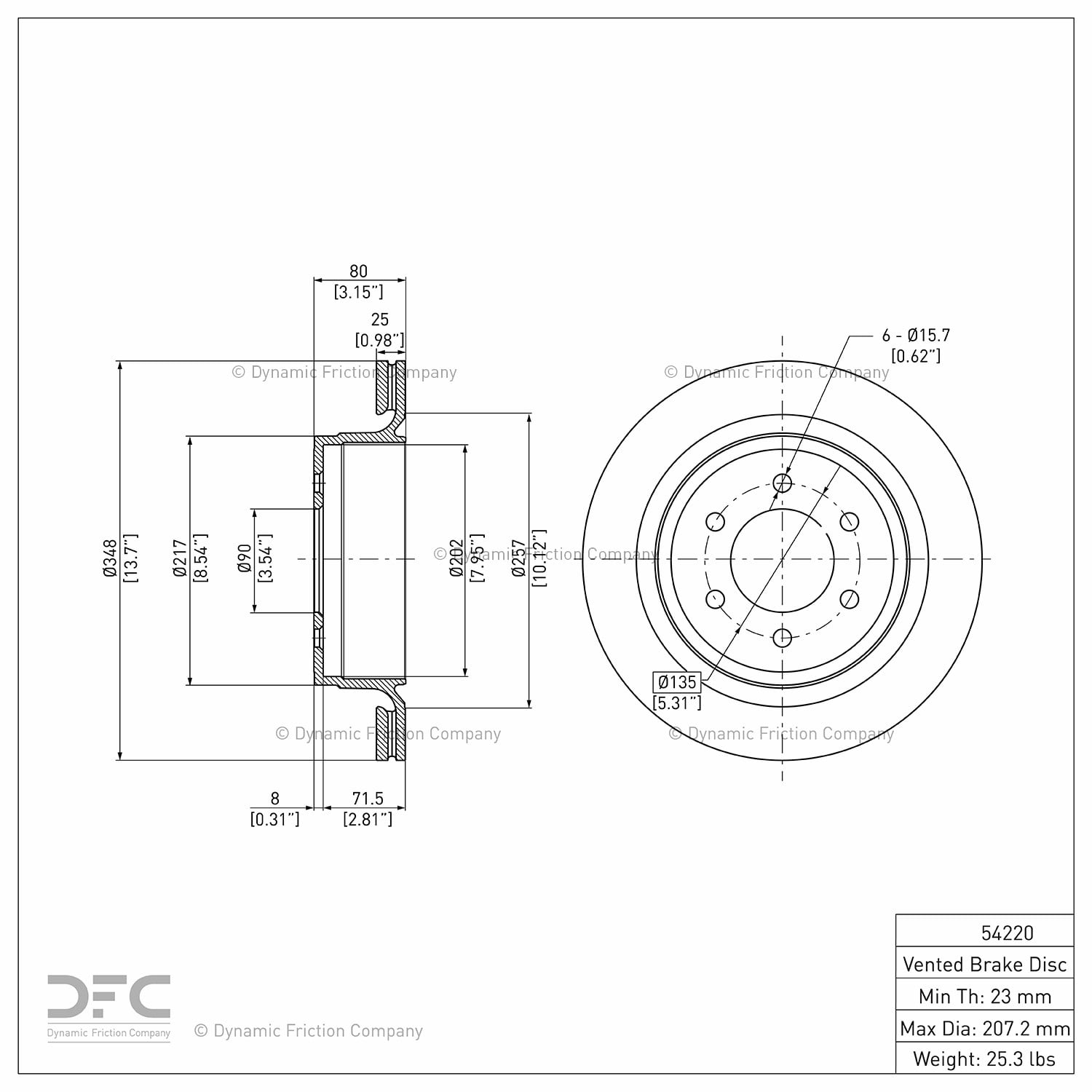 Rear Dynamic Friction Company GEOSPEC Coated Brake Rotor 604-54220 (1) For 2012-2020 Ford F-150