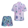 thumbnail image 5 of Xoenoiee Boho Mandala Marble Print Women's 2 Piece Outfits Kimono Cover Ups Half Sleeve Blouse and High Waist Shorts Set Summer Beachwear Cruise Outfits, S, 5 of 7