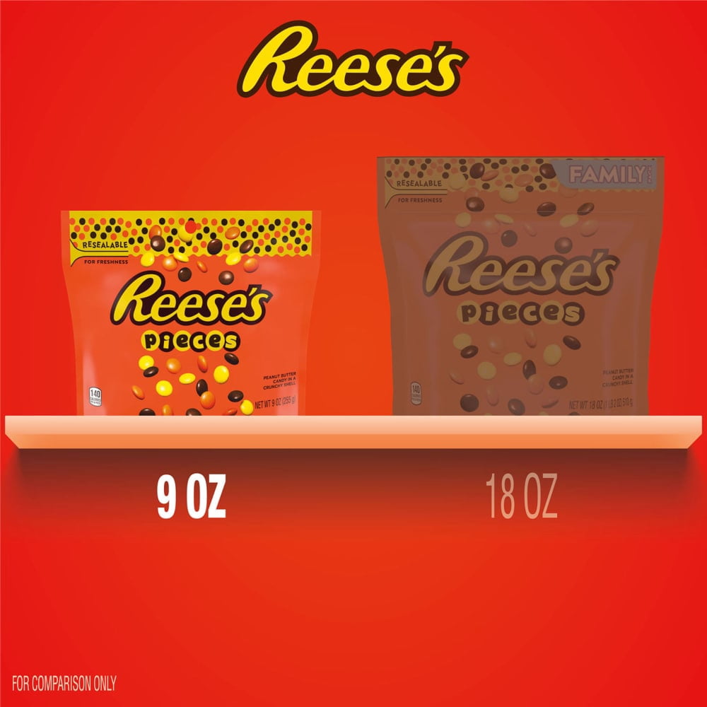 REESES PIECES Peanut Butter in a Crunchy Shell Candy Bag 9 oz - 5 Pack