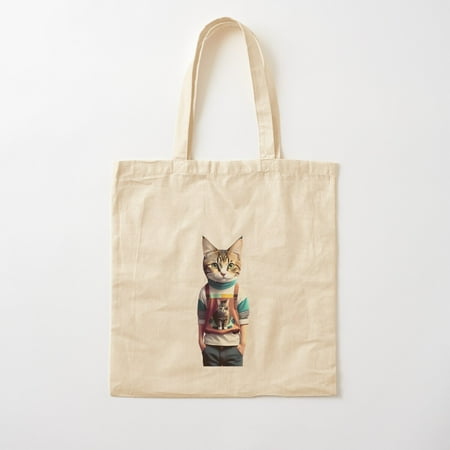 Cool Hipster Style Cat Wearing Jeans And Sweater Cotton Tote Bag Canvas Tote Bag  Family Gift For Mother  Her